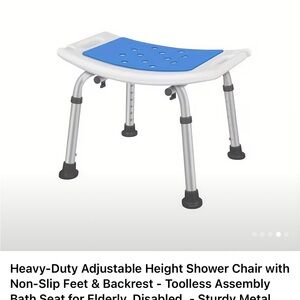 Adjustable Height Shower Chair with Blue Seat